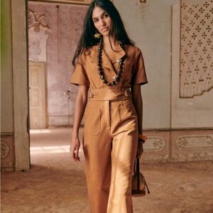 Sezane Paris Uma Navy Belted Jumpsuit